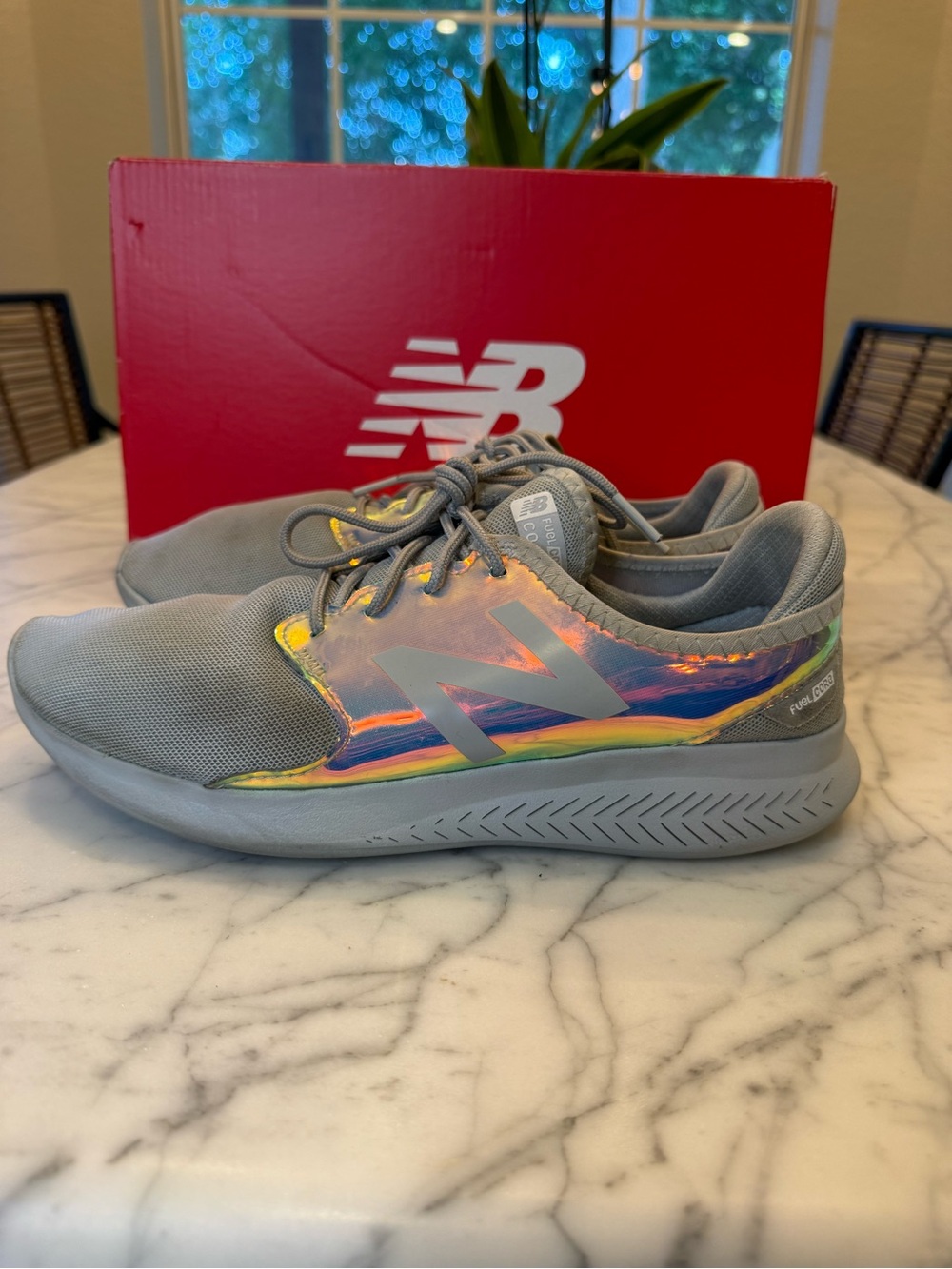 New Balance Gray Sneakers with Iridescent Side Panel